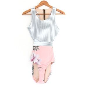 Albion Island Fever Floral Stripe Castaway One-Piece Swimsuit